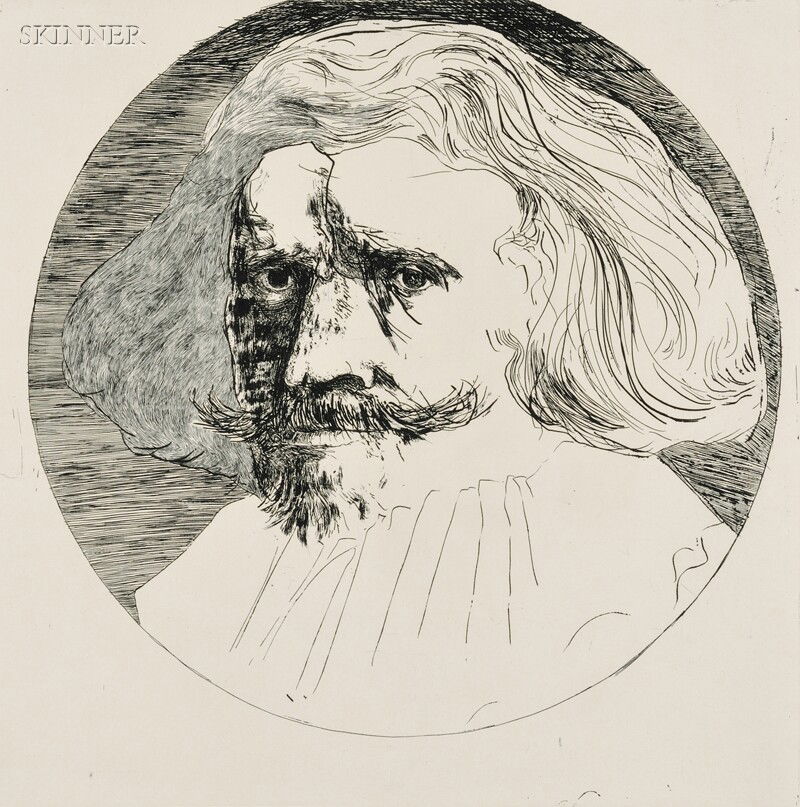 Leonard Baskin (American, 1922-2000) Three Artist Po: Leonard Baskin (American, 1922-2000) Three Artist Portraits: Hercules Seghers, Dutch 1585-1645, 1962, edition of 50, color etching and aquatint (Fern & O'Sullivan, 432); Jacques Callot, French, 1592-1