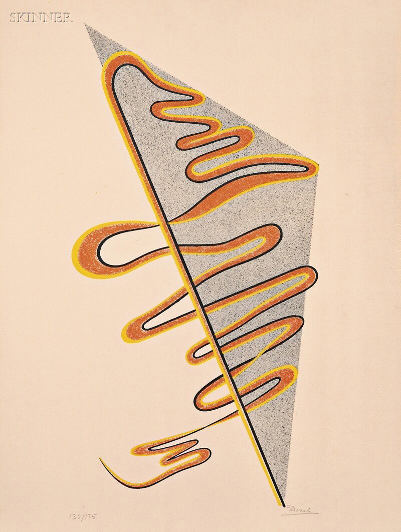 César Domela (Dutch, 1900-1992) Composition, 1950,: César Domela (Dutch, 1900-1992) Composition, 1950, edition of 175. Signed "Domela" in pencil (within the image) l.r., numbered "130/175" in pencil (within the image) l.l. Color lithograph on paper, i