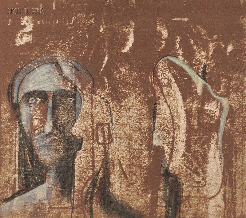 Henry Moore (British, 1898-1986) Mary and Martha,: Henry Moore (British, 1898-1986) Mary and Martha, 1981, edition of 50 plus proofs (Cramer et al., 622). Signed "Moore" in pencil l.r., numbered "46/50" in pencil l.l. Color lithograph on paper, image