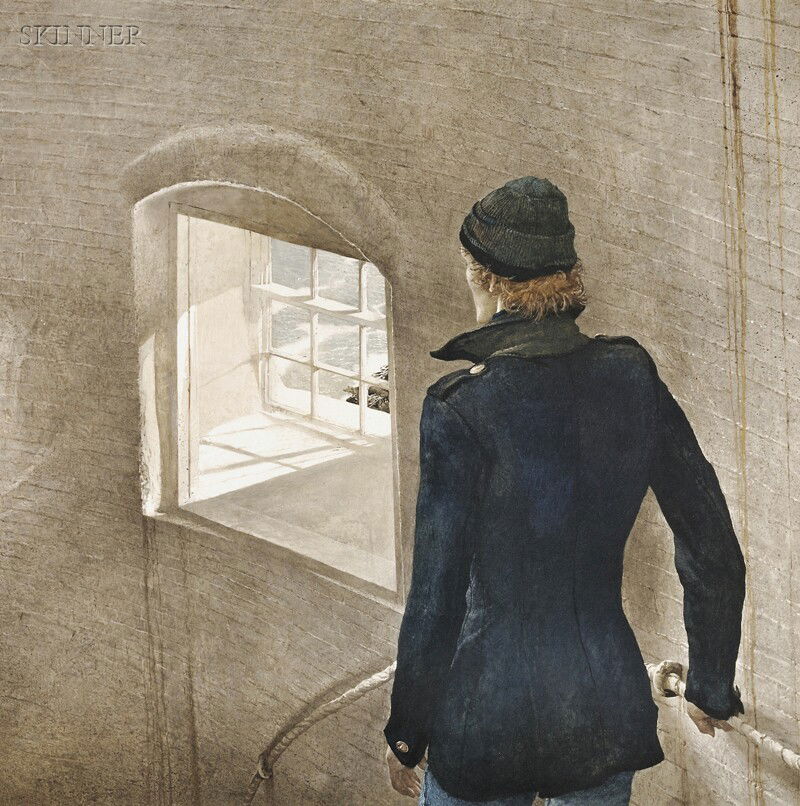 Andrew Wyeth (American, 1917-2009) The Reefer. Sig: Andrew Wyeth (American, 1917-2009) The Reefer. Signed and numbered "Andrew Wyeth AP 19/20" in pencil l.r. Color collotype on paper, image size 25 3/4 x 25 3/4 in. (65.3 x 65.3 cm), framed. Condition: