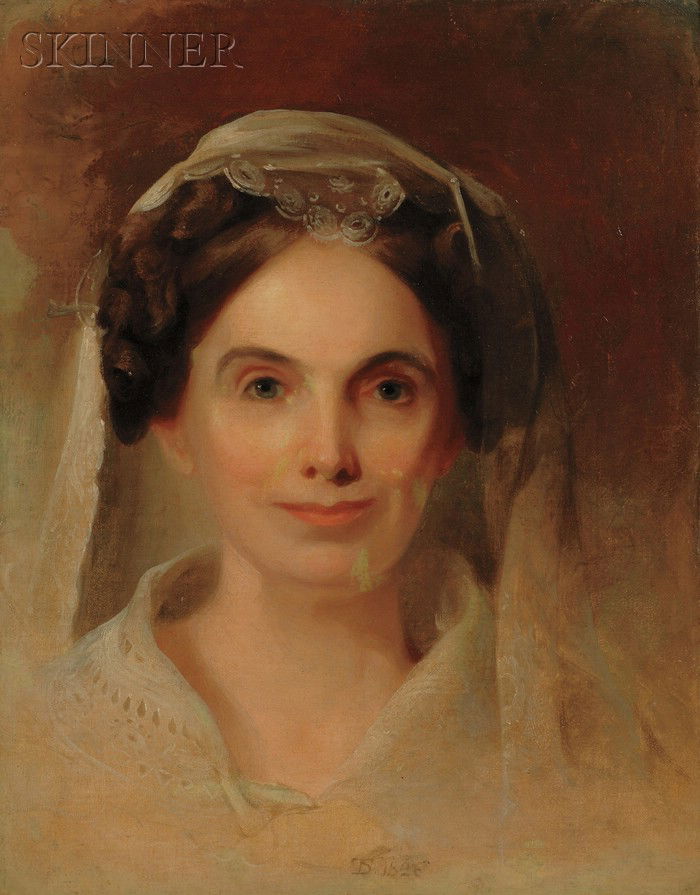 Thomas Sully (American, 1783-1872) Portrait of Mrs: Thomas Sully (American, 1783-1872) Portrait of Mrs. Lydia Biddle, 1826 Monogrammed and dated "TS 1826" l.c., identified on a receipt from the artist affixed to the stretcher. Oil on canvas,