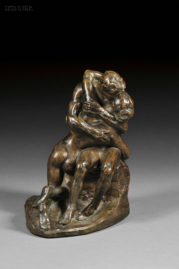 Annie (Nanna) Bolton (née Matthews) Bryant (Americ: Annie (Nanna) Bolton (née Matthews) Bryant (American, 1871-1933) The Embrace Signed "N.M. Bryant sc." within the cast and foundry stamped "GORHAM CO. FOUNDERS.. OAPL" on the base. Bronze with dark br