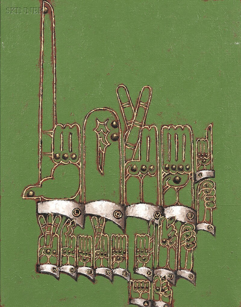 Martin Wong (Chinese/American, 1946-1999) Lot of T: Martin Wong (Chinese/American, 1946-1999) Lot of Two Works: Love Is Where It's At and Freak Freely Can You Dig It Both unsigned. Acrylic on canvas, 20 x 16 in. (50.8 x 40.6 cm),