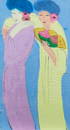Walasse Ting (American/Chinese, 1929-2010) Two Women 70 1/4 x 38 in. (178.4 x 96.5 cm) framed 73...