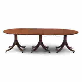 Five-pillar Mahogany Dining Table, (1 of 1)
