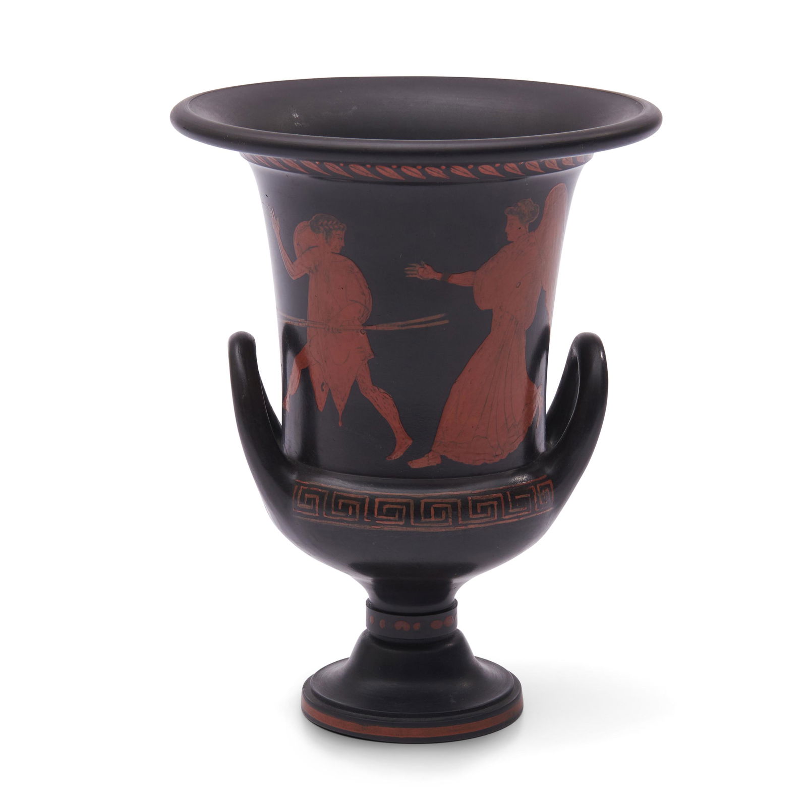 Wedgwood Encaustic Decorated Black Basalt Krater Vase, England, early 19th century, (1 of 3)