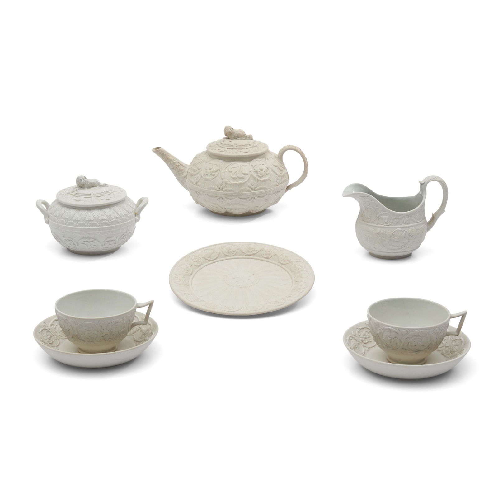 Eight-piece Wedgwood White Stoneware Assembled Tea Set,  England, 19th cetury, (1 of 1)