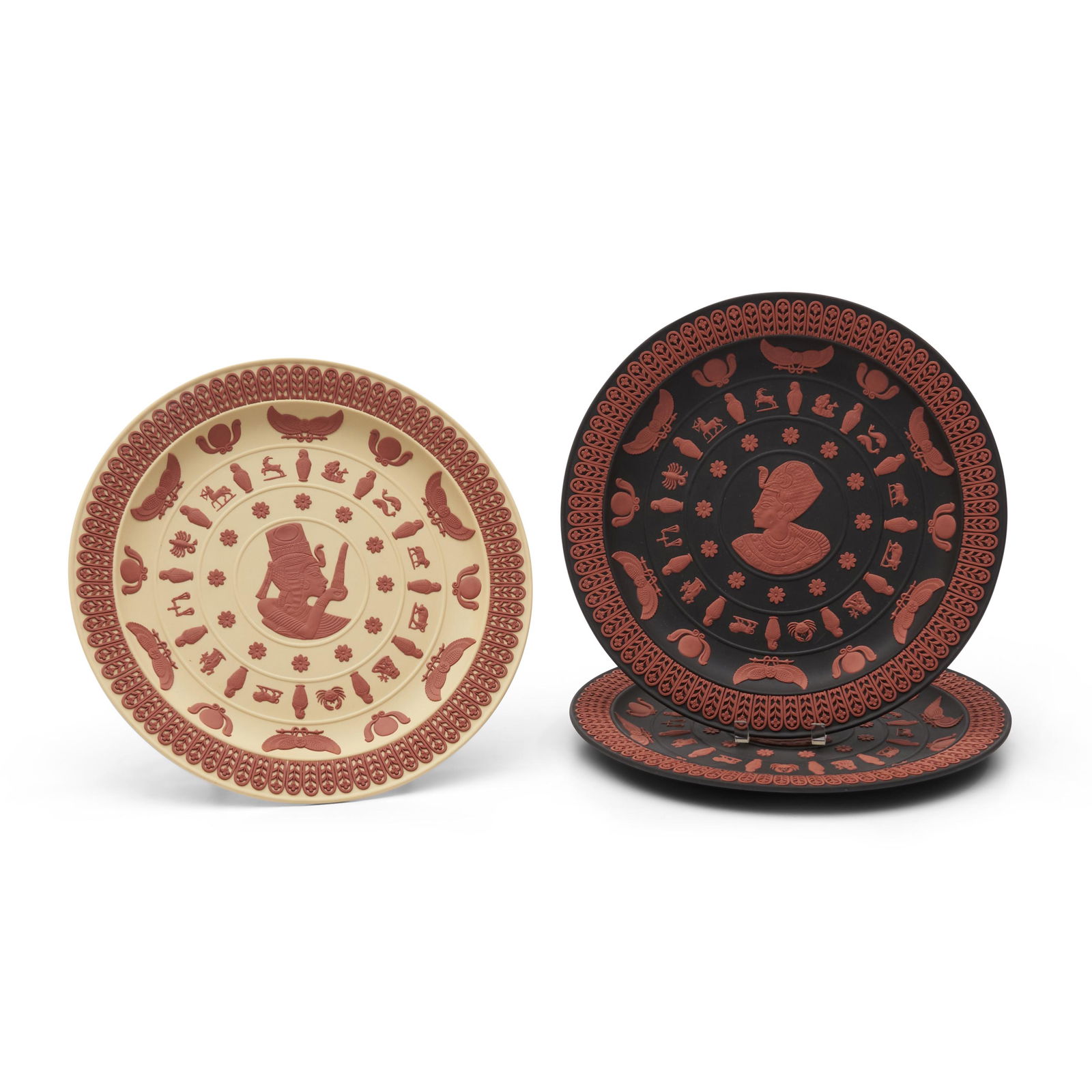 Three Wedgwood Jasper Egyptian Collection Limited Edition Plates, England, c. 1978, (1 of 2)