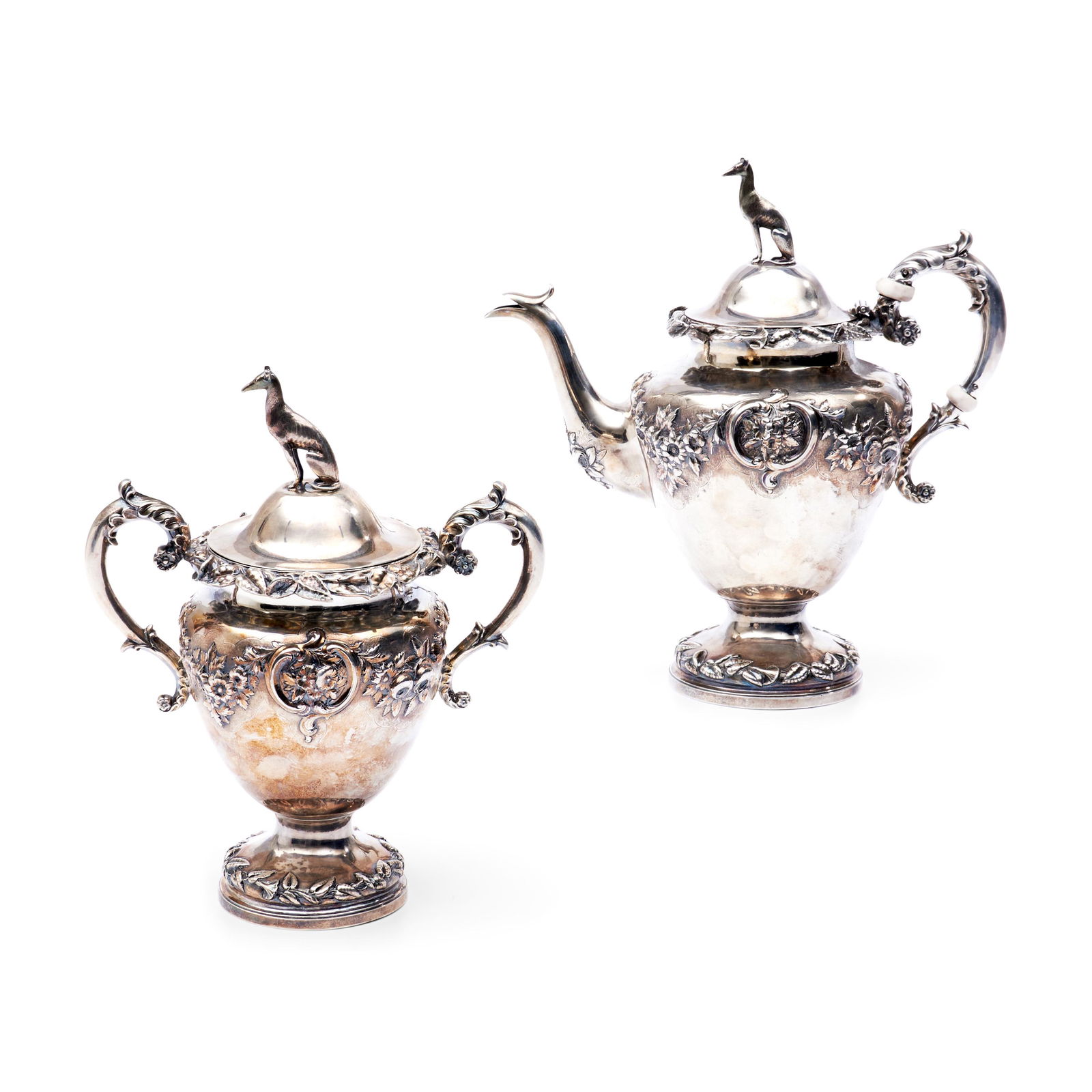 American Silver Teapot and Covered Sugar, (1 of 2)