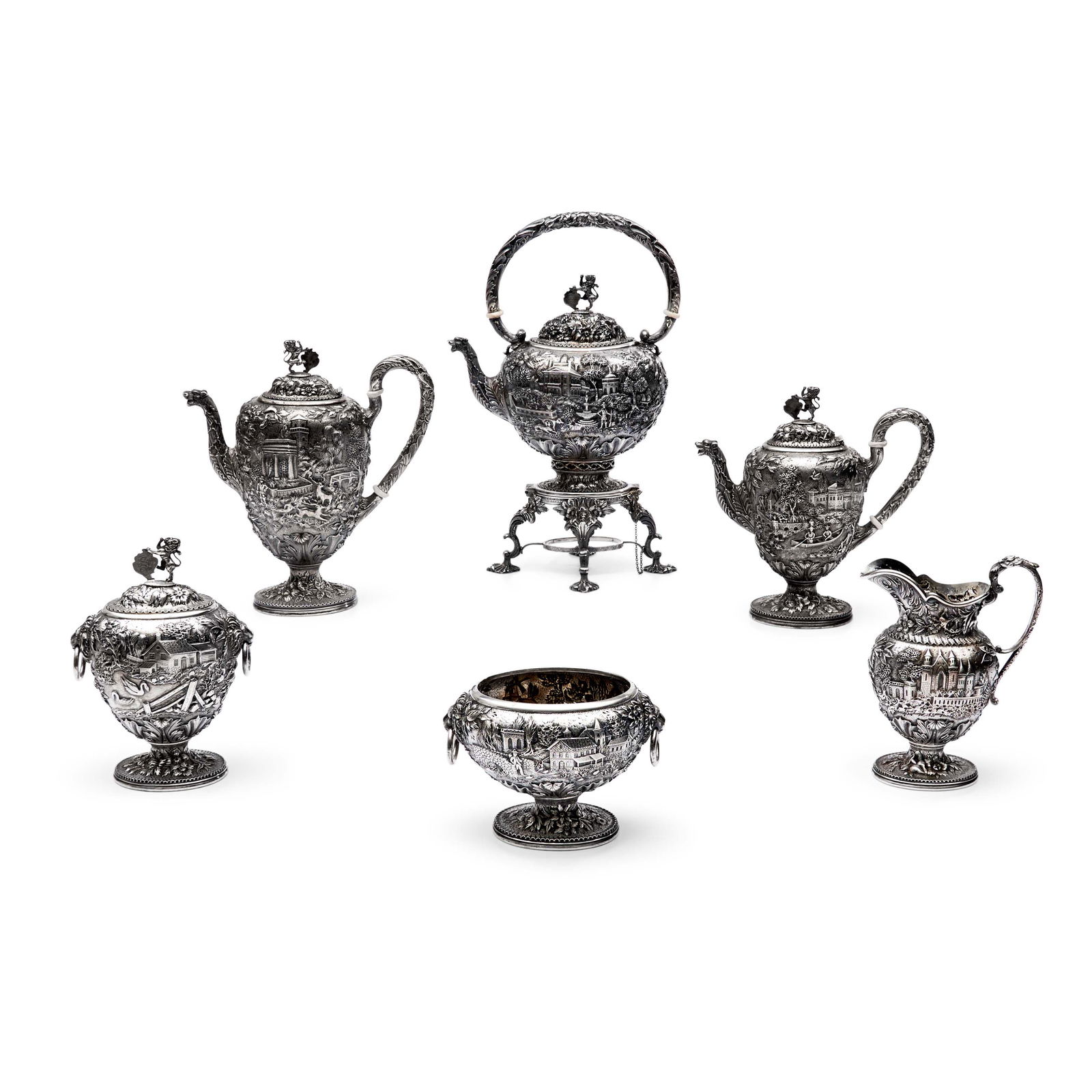 Six Piece S. Kirk & Son Sterling Silver Repoussé Coffee & Tea Service (1 of 2)
