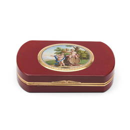 Gold Mounted Purpurin Glass and Micromosaic Box,