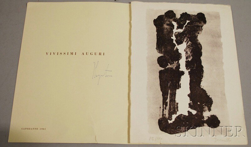 Leoncillo Leonardi (Italian, 1915-1968) Untitled.: Leoncillo Leonardi (Italian, 1915-1968) Untitled. Signed "Leoncillo" in pencil l.r., numbered "85/100" l.l. Lithograph on paper, sheet size 11 7/8 x 8 1/2 in., unframed, in a presentation folder from 