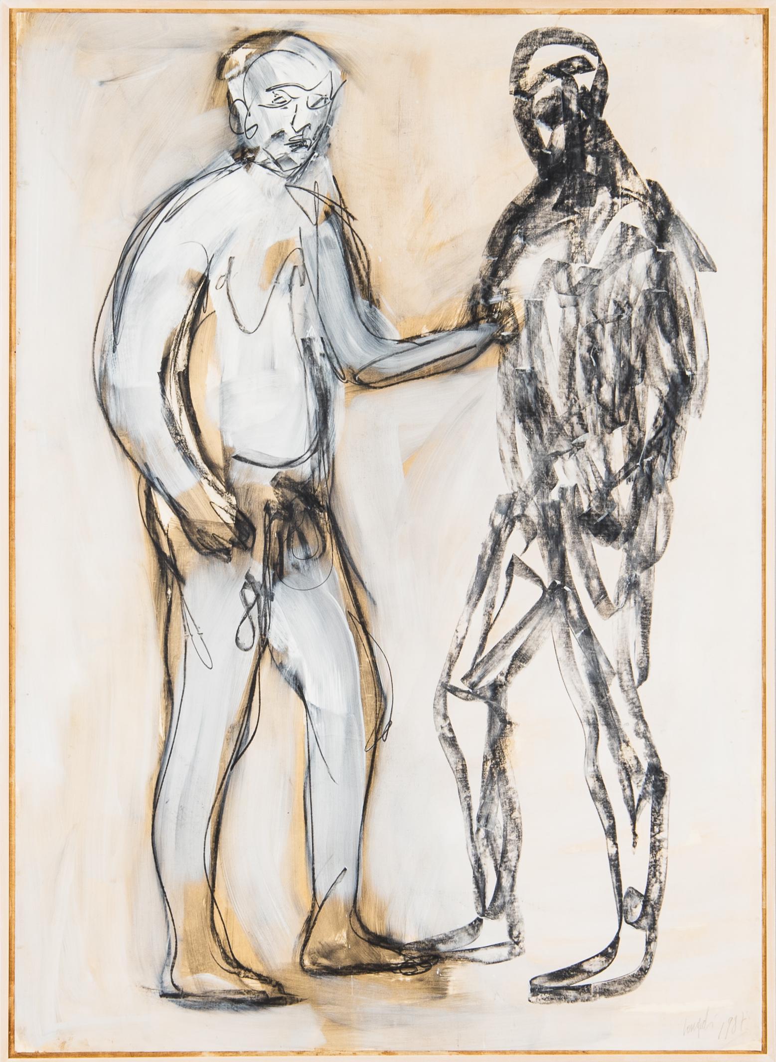 Nino Longobardi (Italian, born 1953) Untitled: Nino Longobardi (Italian, born 1953) Untitled signed and dated 'Longobardi 1987' (lower right) mixed media on Planum dry-stamped paper mounted to canvas 88 x 63 1/2 in (223.5 x 161.3 cm) framed 89 1/2