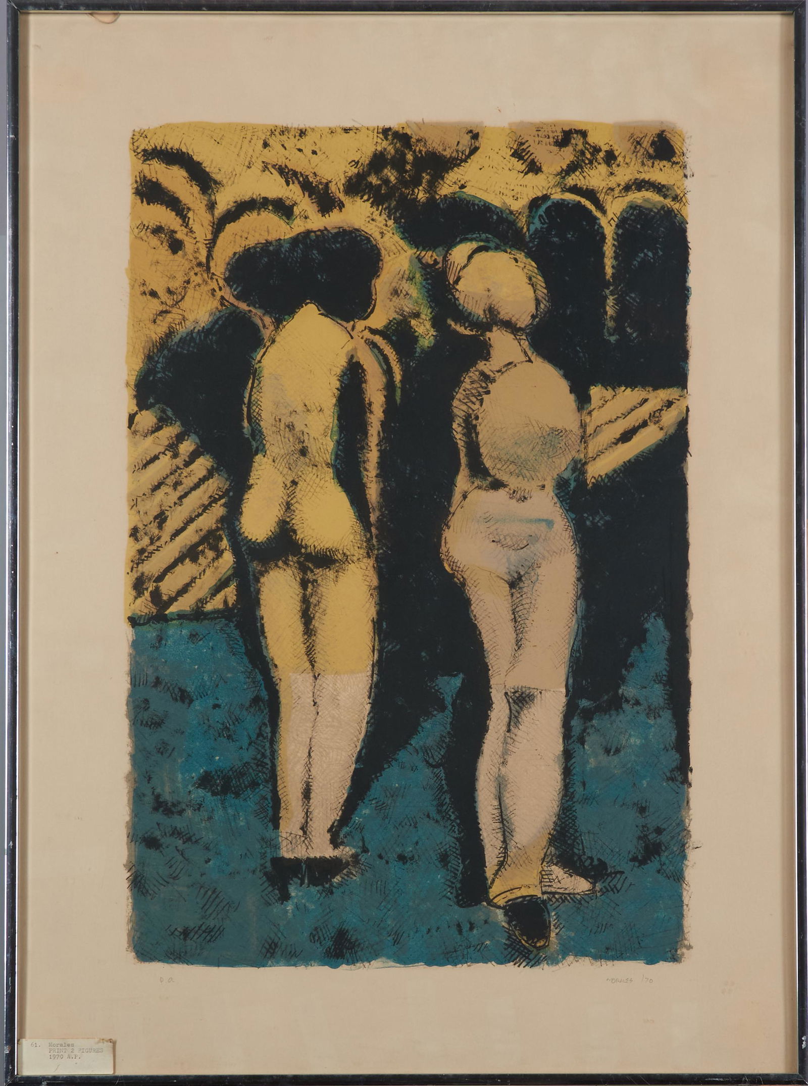 Armando Morales (Nicaraguan, 1927-2011) Two Figures image size 24 x 16 in.: Armando Morales (Nicaraguan, 1927-2011) Two Figures signed and dated 'MORALES '70' (in pencil, lower right), inscribed 'p.a.' (in pencil, lower left); color lithograph on paper image size 24 x 16 in.