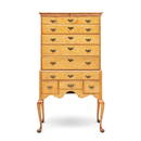 Queen Anne Tiger Maple High Chest of Drawers,  New England, mid-18th century.