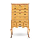 Queen Anne Tiger Maple High Chest of Drawers,  New England, mid-18th century.