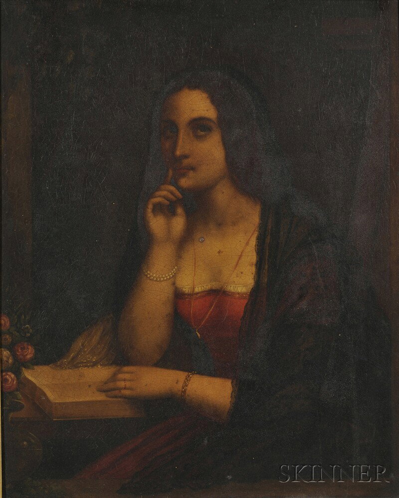 Continental School, 19th Century, Th?rese en Ferve: Continental School, 19th Century Th?rese en Ferveur Unsigned, titled and signed or inscribed "...Lehman" on a gummed label on the reverse. Oil on metal panel, 17 x 13 3/4 in. (43.0 x 34.8 c