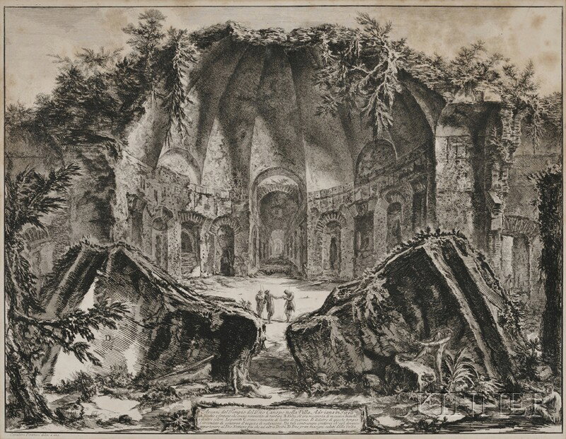 Giovanni Battista Piranesi (Italian, 1720-1778), A: Giovanni Battista Piranesi (Italian, 1720-1778) Avanzi del Tempio del Dio Canopo nella Villa Adriana in Tivoli Signed "Cavaliere Piranesi delin e inc" within the plate l.l. (Hind, 90) Etchi