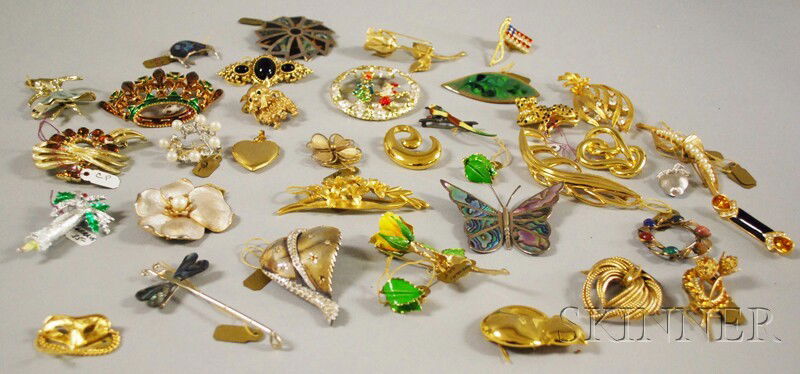 Small Group of Mostly Signed Costume Jewelry, incl: Small Group of Mostly Signed Costume Jewelry, including Mexican sterling silver, Monet, Coro, and Trifari.