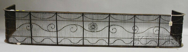 Wire and Brass Fireplace Fender, ht. 10, lg. 61 1/: Wire and Brass Fireplace Fender, ht. 10, lg. 61 1/2, dp. 19 in.