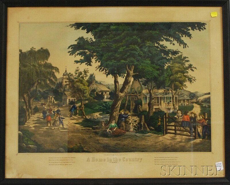 Thomas Kelly, publisher (New York, Late 19th Centu: Thomas Kelly, publisher (New York, Late 19th Century) A Home in the Country (Summer.) Identified in inscriptions in the matrix. Hand-colored lithograph on paper, sight size 22 3/4 x 28 3/4 in., in