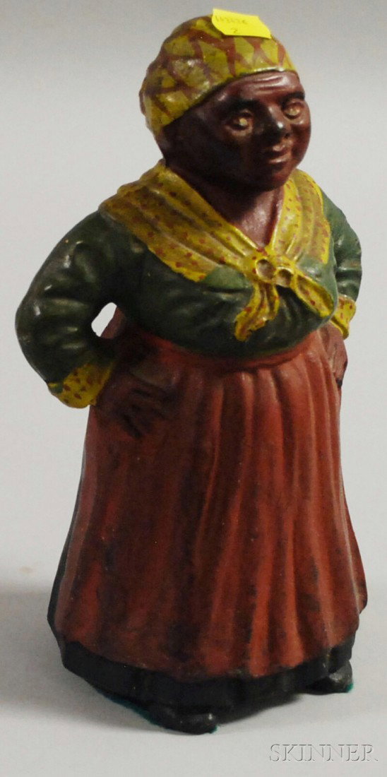 Painted Cast Iron Mammy Doorstop, ht. 10 1/4 in.: Painted Cast Iron Mammy Doorstop, ht. 10 1/4 in.