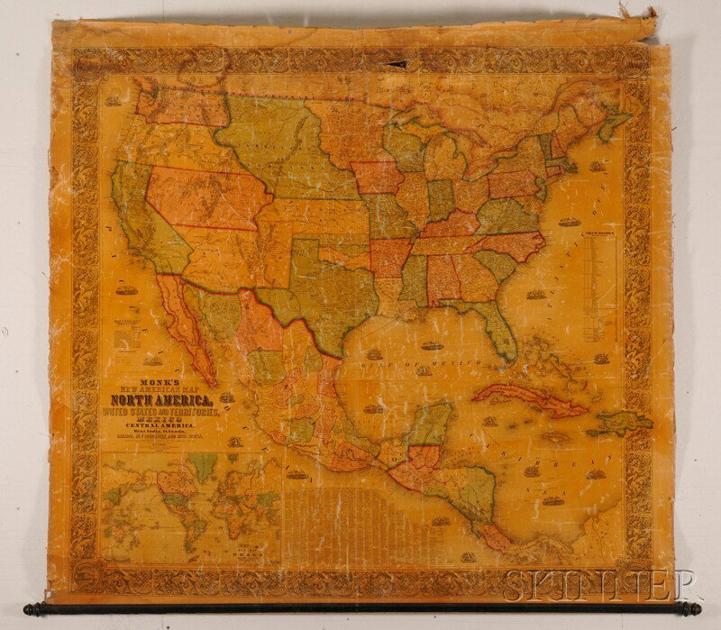 (Maps and Charts, North America), Monk's New Amer: (Maps and Charts, North America), Monk's New American Map. Exhibiting the larger portion of North America Embracing the United States and Territories, Mexico, and Central America, including the West I