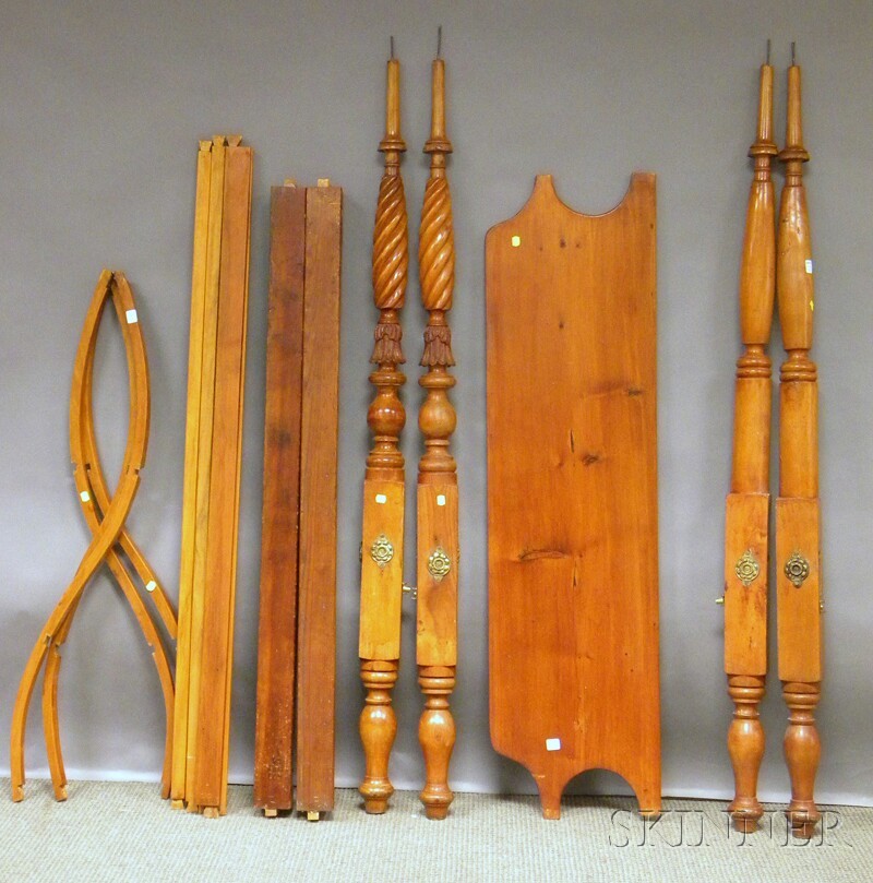 Country Classical Turned Maple Tall Post Bed with: Country Classical Turned Maple Tall Post Bed with Canopy, and rails, approx. post ht. 63, wd. 52 in.