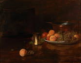 William Merritt Chase (American, 1849-1916) Still Life-Fruit 27 3/4 x 35 1/2 in. framed 36 1/2 x...