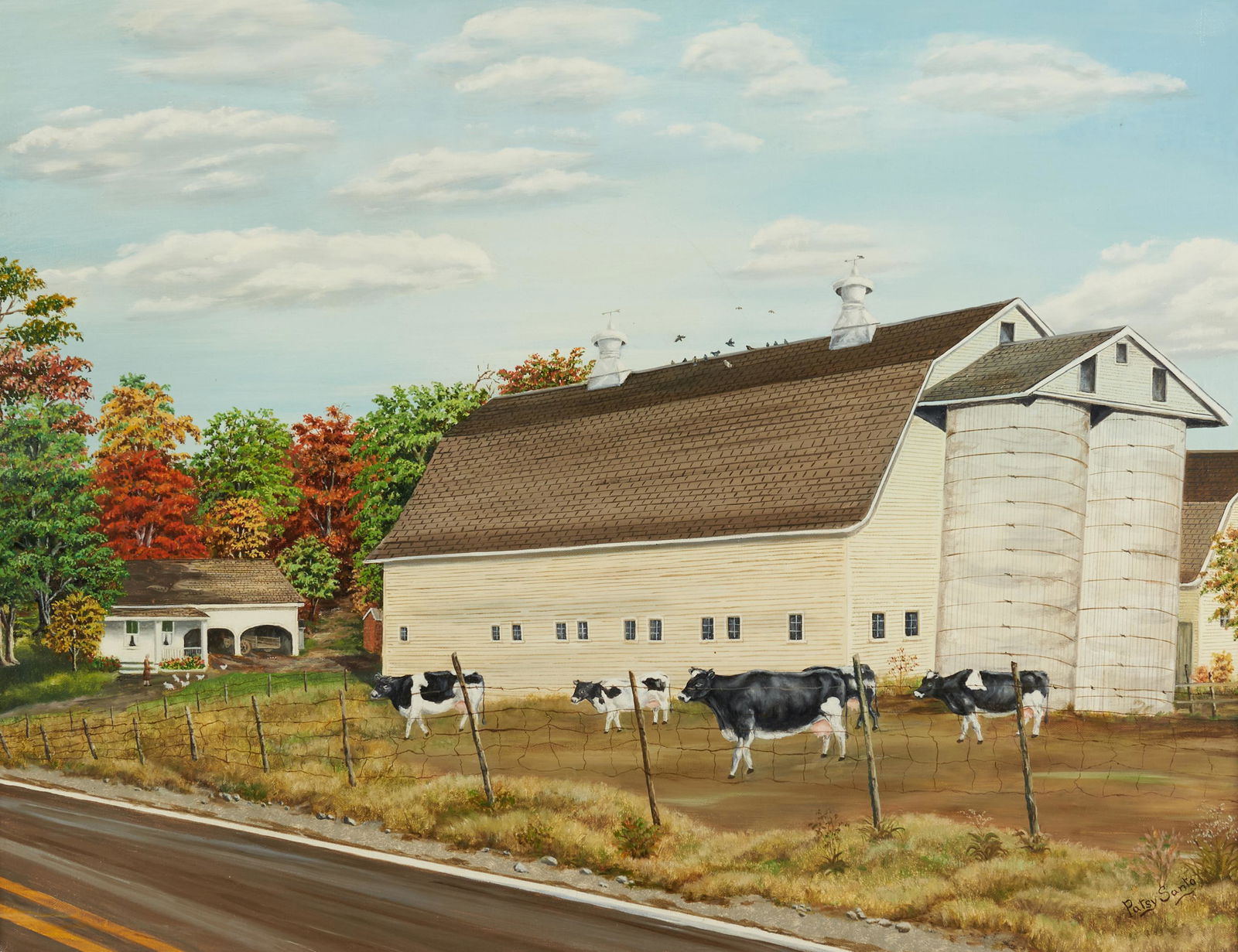 Pasquale (Patsy) Santo (American, 1893-1975) Farm Route 67 with Cows, Autumn 19 7/8 x 26 in. fra... (1 of 1)
