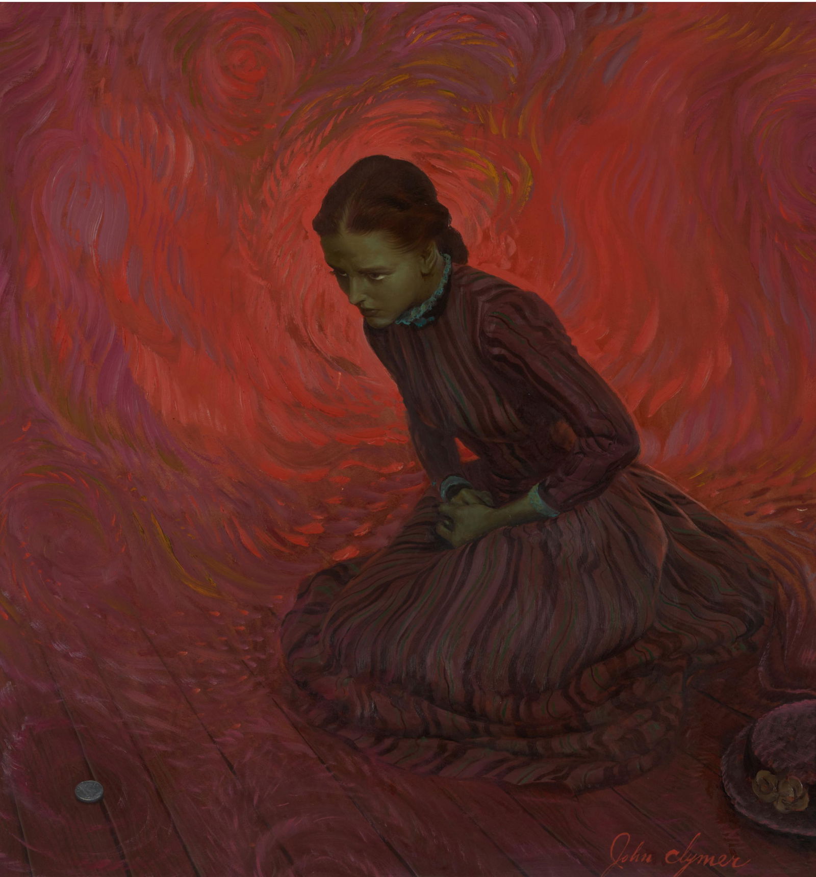 John Ford Clymer (American, 1907-1989) The Offering 22 x 21 1/4 in. framed 29 3/4 x 29 1/4 x 2 in.: John Ford Clymer (American, 1907-1989) The Offering signed 'John Clymer' lower right, inscribed with title and artist's address on the reverse, identified on a fragmentary label from The American Maga