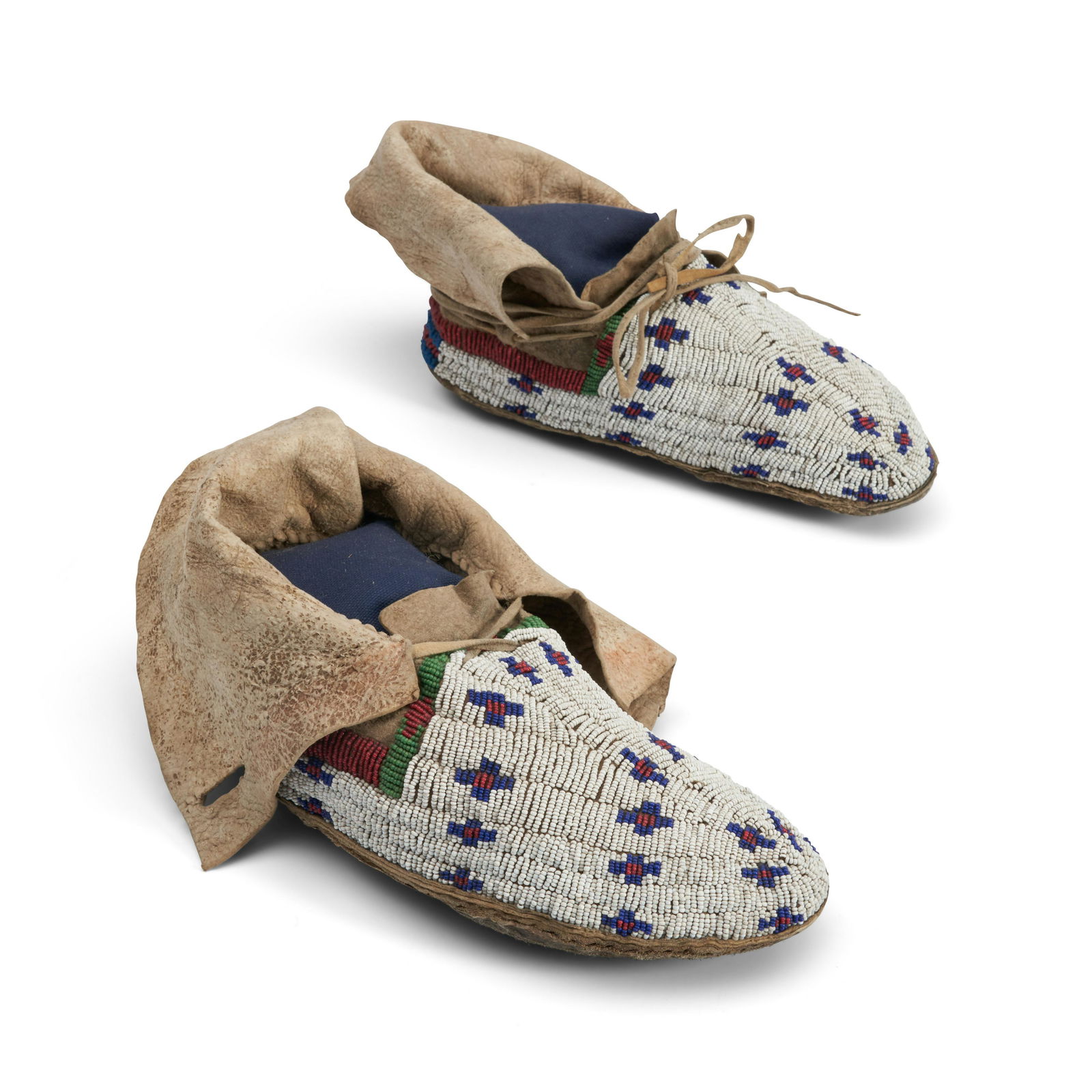 A pair of Plains beaded moccasins lg. 10 in. (1 of 1)