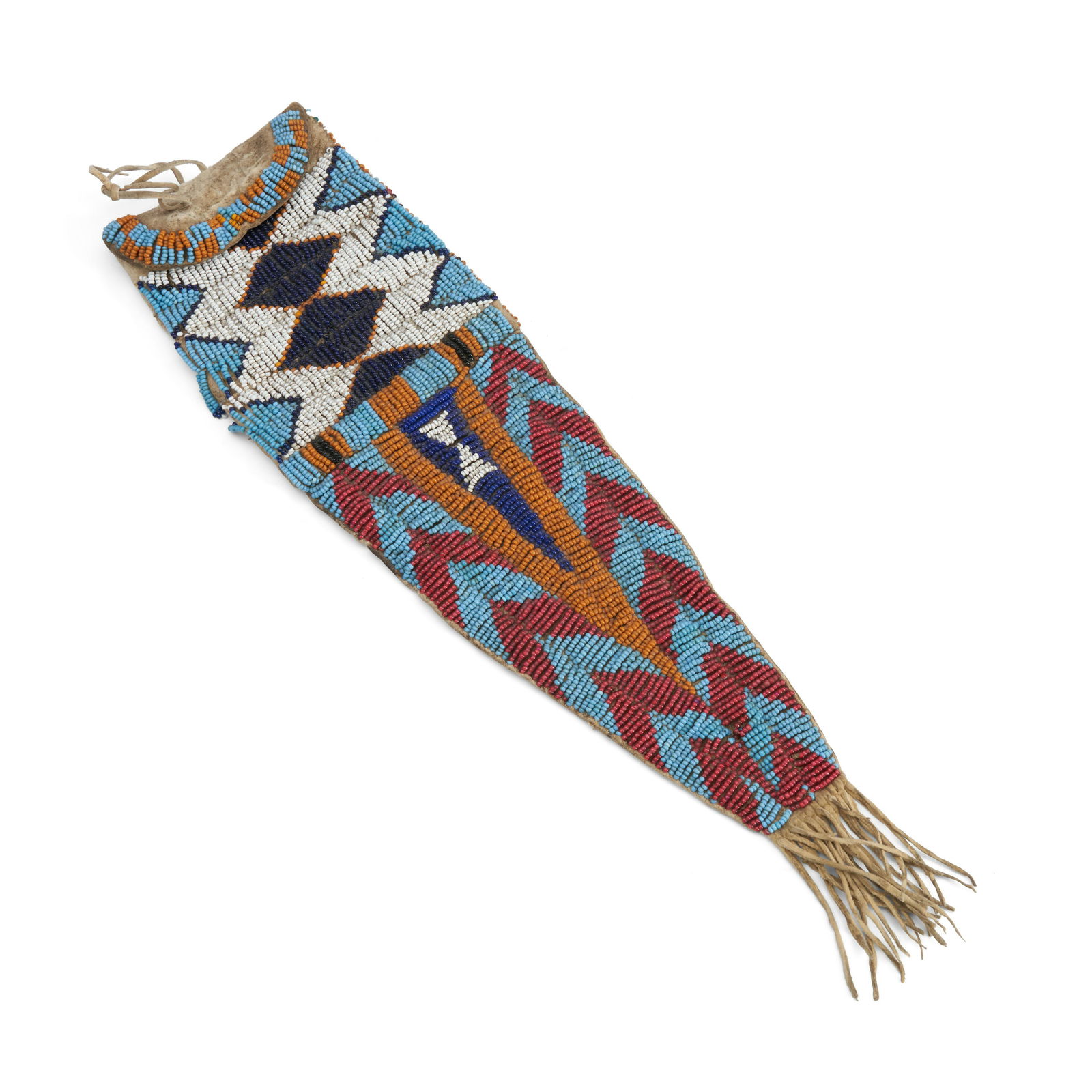 A Northern Plains beaded hide tab bag lg. 14, wd. 3 3/4 in. (1 of 1)