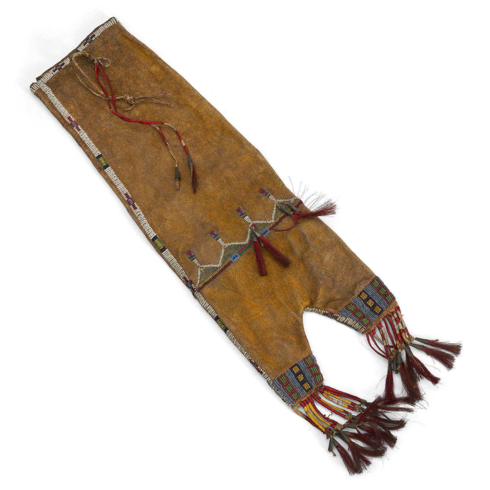 A plains beaded hide pipe bag lg. 24, wd. 6 3/4 in. (1 of 1)