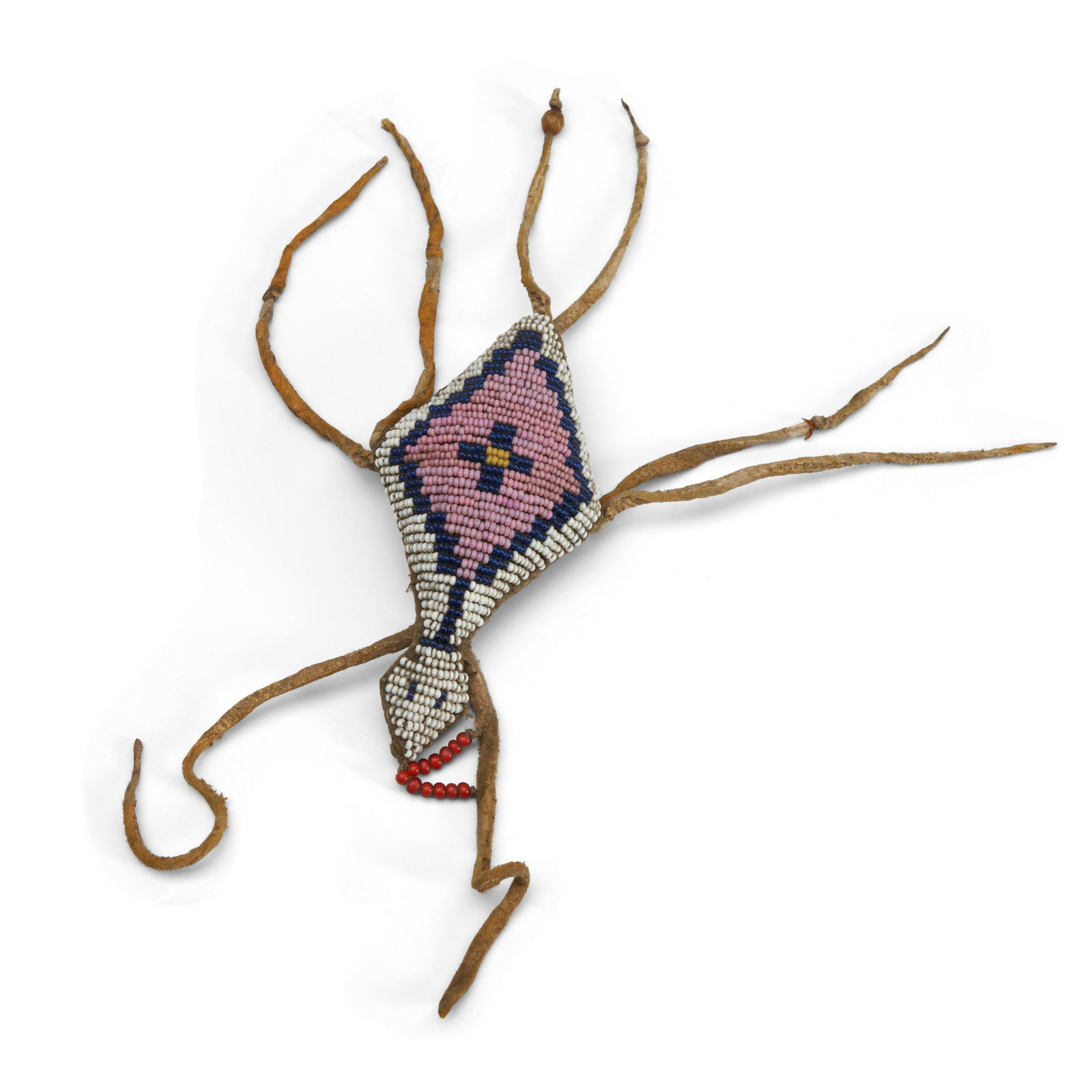 A Northern Plains beaded hide umbilical fetish lg. 4 in. (1 of 1)