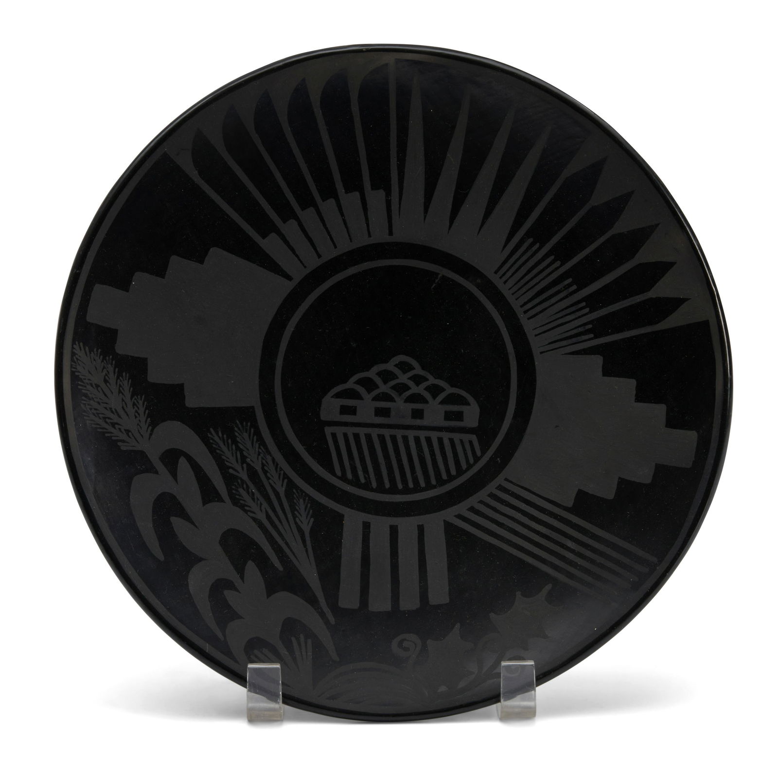 A contemporary San Ildefonso Blue Corn plate Crucita Gonzales Calabaza (1921-1999) dia. 10 in. (1 of 1)