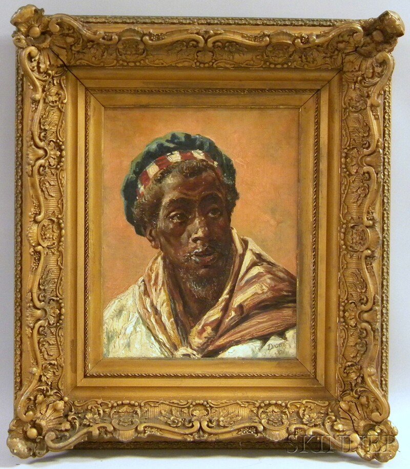 After Gustave Henry Mosler (American, 1841-1920) P: After Gustave Henry Mosler (American, 1841-1920) Portrait of a North African Man. Incised and dated "Digby 02" l.r., and inscribed "Digby after Mosler" on the reverse. Oil on canvas, 17 x 14 in., fram