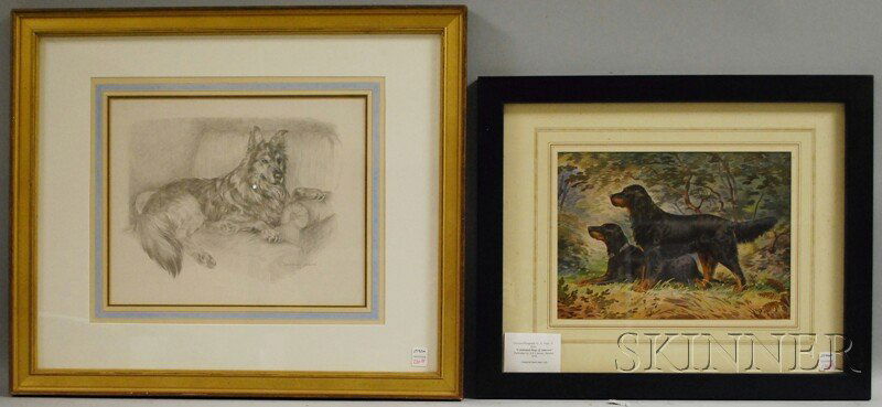 Four Animal Subjects: Constance Depler Coleman (Am: Four Animal Subjects: Constance Depler Coleman (American, 20th Century), Portrait of a German Shepherd, signed and dated "CONSTANCE COLEMAN 83" l.r., graphite on paper, sight size 12 x 15 in., frame