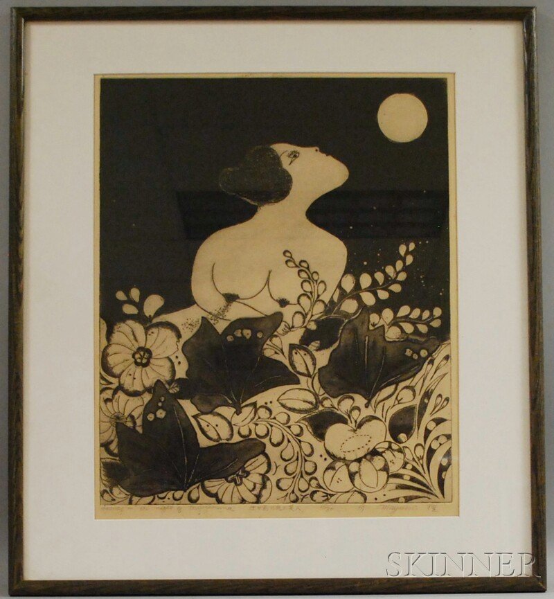 Mayumi Oda (Japanese, b. 1941) Beauty in the Night: Mayumi Oda (Japanese, b. 1941) Beauty in the Night of Tsujigahana, 1969. Titled, inscribed, numbered, dated, and signed "...12/30 69 Mayumi" l.l., l.c., and l.r. Etching on paper, plate size 22 3/