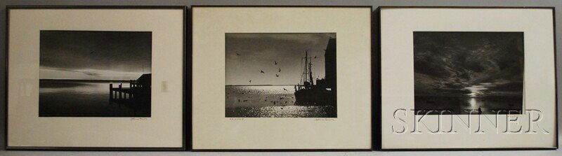 John Worthington Gregory (American, 1903-1992) Thr: John Worthington Gregory (American, 1903-1992) Three Pier Views. Signed "John W. Gregory" on the mat l.r. Gelatin silver prints, sight sizes to 9 1/2 x 12 1/2 in., each framed.