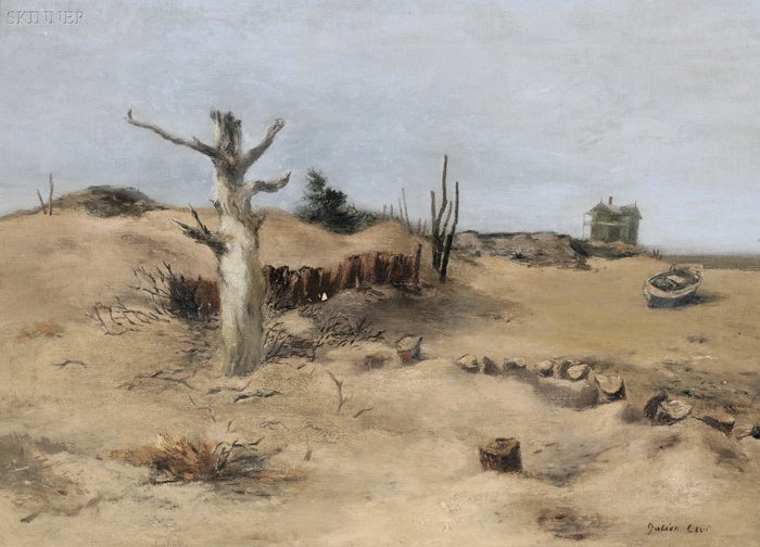 Julian Edwin Levi (American, 1900-1982) The Lone T: Julian Edwin Levi (American, 1900-1982) The Lone Tree. Signed "Julian Levi" l.r., dated "1941" in ink on the reverse, identified on a label from The Downtown Gallery, New York, and on an exhib