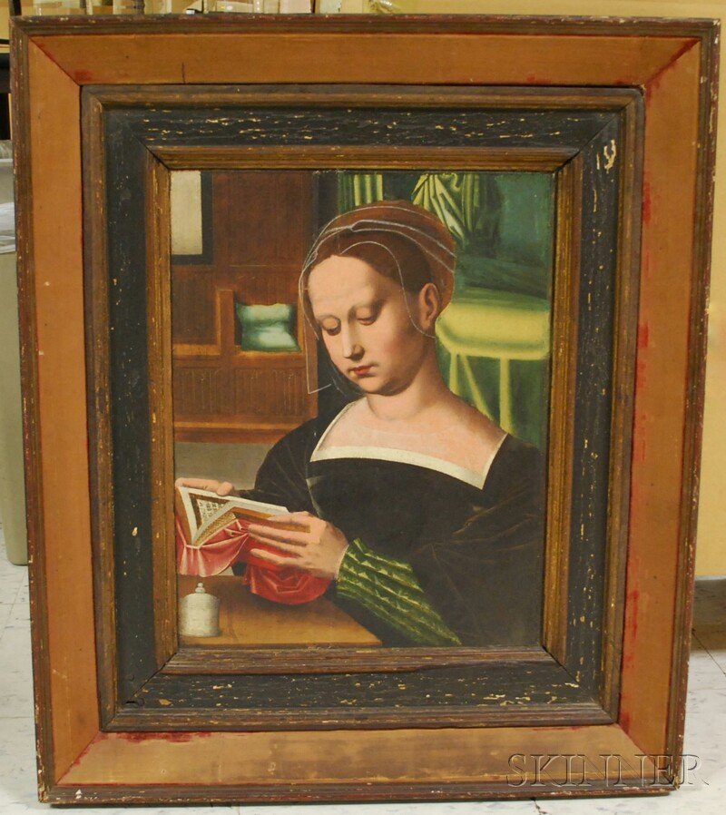 Continental School, 19th Century Portrait in the I: Continental School, 19th Century Portrait in the Italian 16th Century Style. Unsigned. Oil on panel, 19 3/8 x 15 in., framed. Condition: Splits to panel, retouch, craquelure, surface grime.