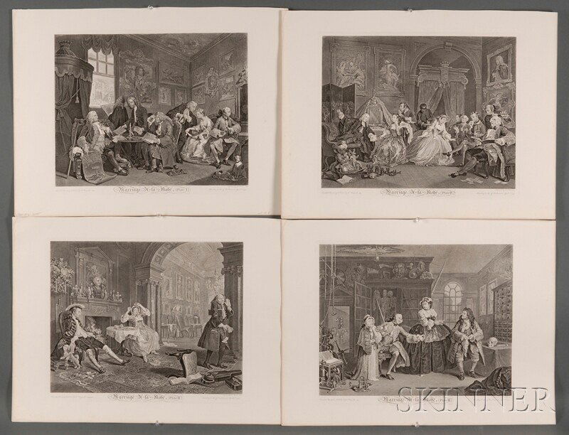 William Hogarth (British, 1697-1764) Marriage A-la: William Hogarth (British, 1697-1764) Marriage A-la-Mode, Plates 1 - 6, from The Works of William Hogarth from the original plates, restored by James Heath, Esq. R.A.