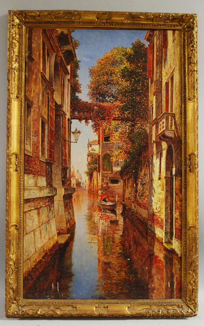 George Vivian (British, 1798-1873) Rio degli Albri: George Vivian (British, 1798-1873) Rio degli Albrizzi, Venezia. Signed "G. Vivian" l.l. Oil on canvas, 29 1/2 x 17 1/2 in., framed. Condition: Losses (primarily at center), minor abrasions. N.B. The