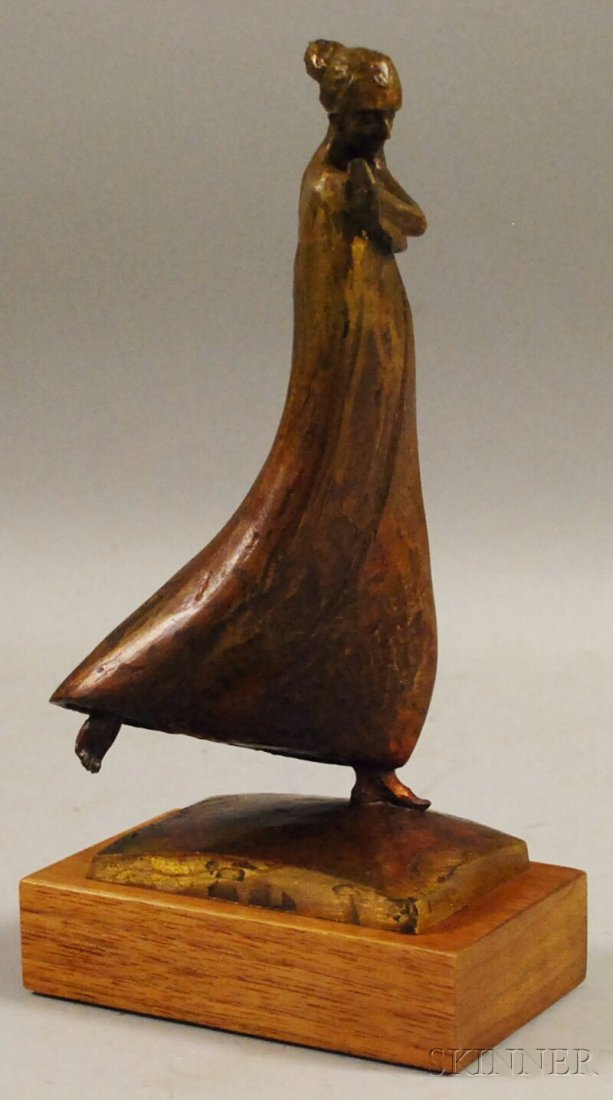 Andrew W. DeVries (American, b. 1957) Joie de Vivr: Andrew W. DeVries (American, b. 1957) Joie de Vivre, 1995. Numbered, signed, and dated "1/100 A. DEVRIES © 1995" within the cast on base. Cold-painted bronze, 8 1/2 x 3 3/4 x 2 3/8 in., mounted to