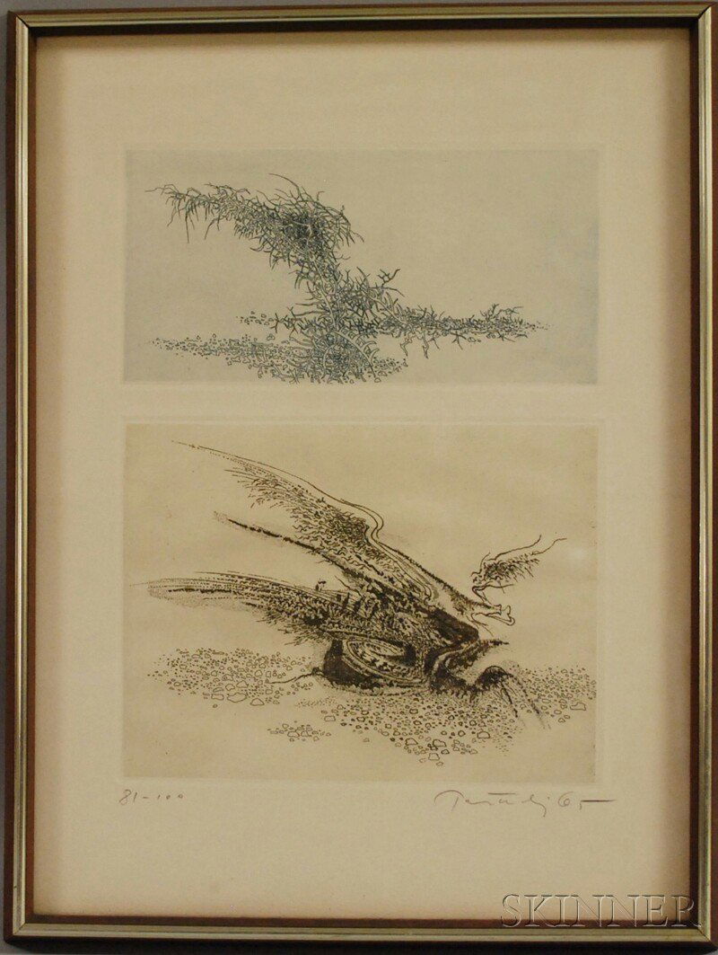 Gabor F. Peterdi (American, 1915-2001) Elegy, 1965: Gabor F. Peterdi (American, 1915-2001) Elegy, 1965, from the A GENESIS Portfolio, published 1967, edition of 100 (Johnson, 258). Signed and dated in pencil l.r., numbered in pe