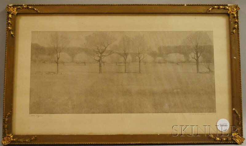 Elbridge Kingsley (American, 1841-1915), After Dwi: Elbridge Kingsley (American, 1841-1915), After Dwight William Tryon (American, 1849-1925) Springtime. Signed or inscribed "D.W.Tryon" in pencil l.l., "+++Elbridge Kingsley" in pencil l.r., an