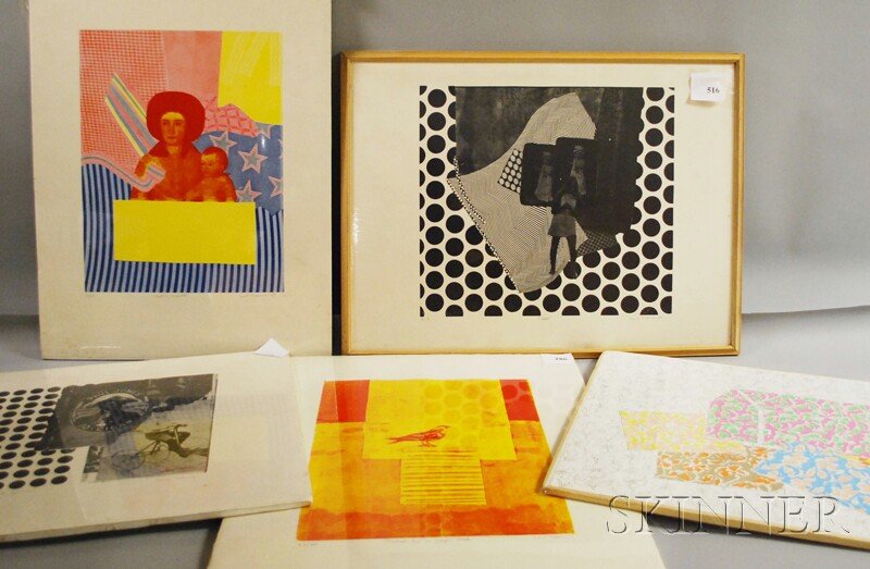 Five Prints: Karl Mann (American, b. 1930), Four P: Five Prints: Karl Mann (American, b. 1930), Four Prints, Aspects of Me, Ticket to a Frozen Bird, Mother & Child and Cleo, c. 1969, each signed "Karl Mann..." l