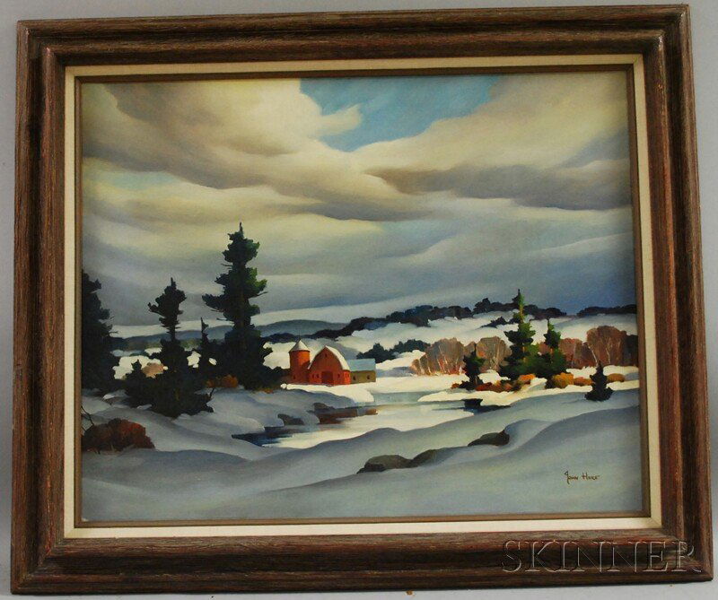 John Cuthbert Hare (American, 1908-1978) Winter La: John Cuthbert Hare (American, 1908-1978) Winter Landscape. Signed "John Hare" l.r. Oil on canvas, 24 x 30 in., framed. Condition: Good.