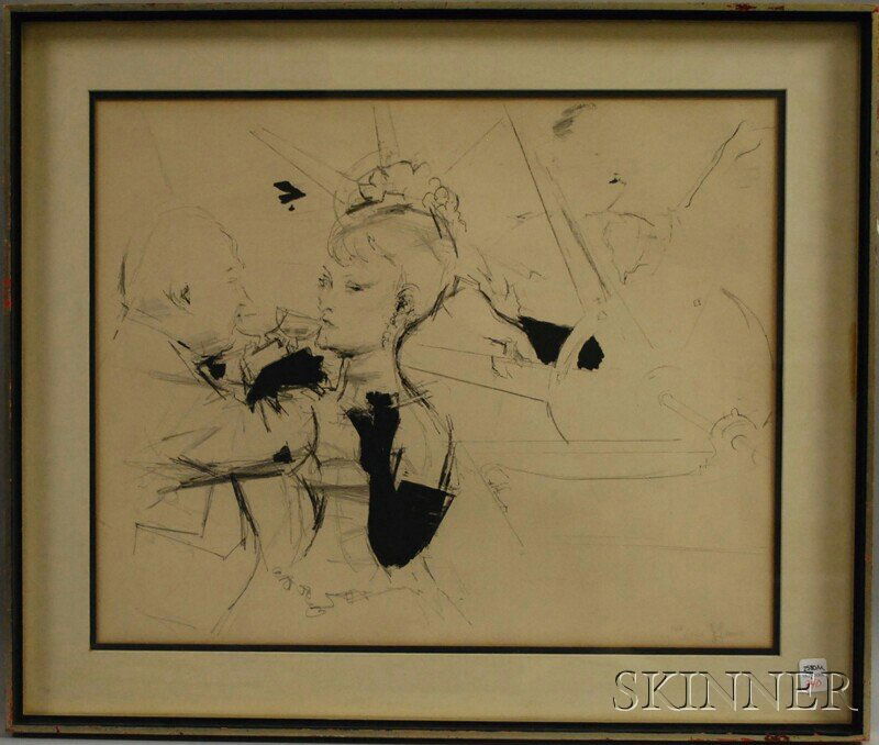 Jack Levine (American, 1915-2010) Vernissage, 1967: Jack Levine (American, 1915-2010) Vernissage, 1967, edition of 125 plus proofs (Prescott, 45). Numbered and signed "104/125 J Levine" in pencil l.r. Lithograph on paper, image size 17 1/2 x 21 1/2 in.